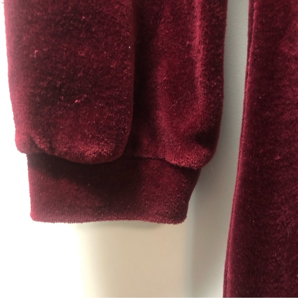 VTG Holiday Knitwear Velour Nightgown Burgundy Maroon Keyhole Neckline Button - Picture 4 of 11